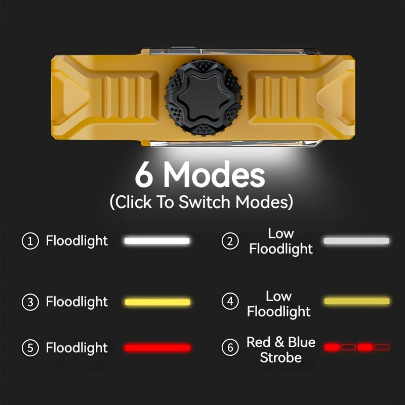 Smiling Shark SD5221 Mini Rechargeable COB Work Light - Windproof, Dual Arc Flashlight with Magnetic Mount & Power Indicator for Camping, Hiking, Everyday Use & Emergencies