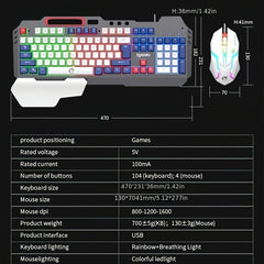 Three Colors Block Wired Keyboard Mouse Set