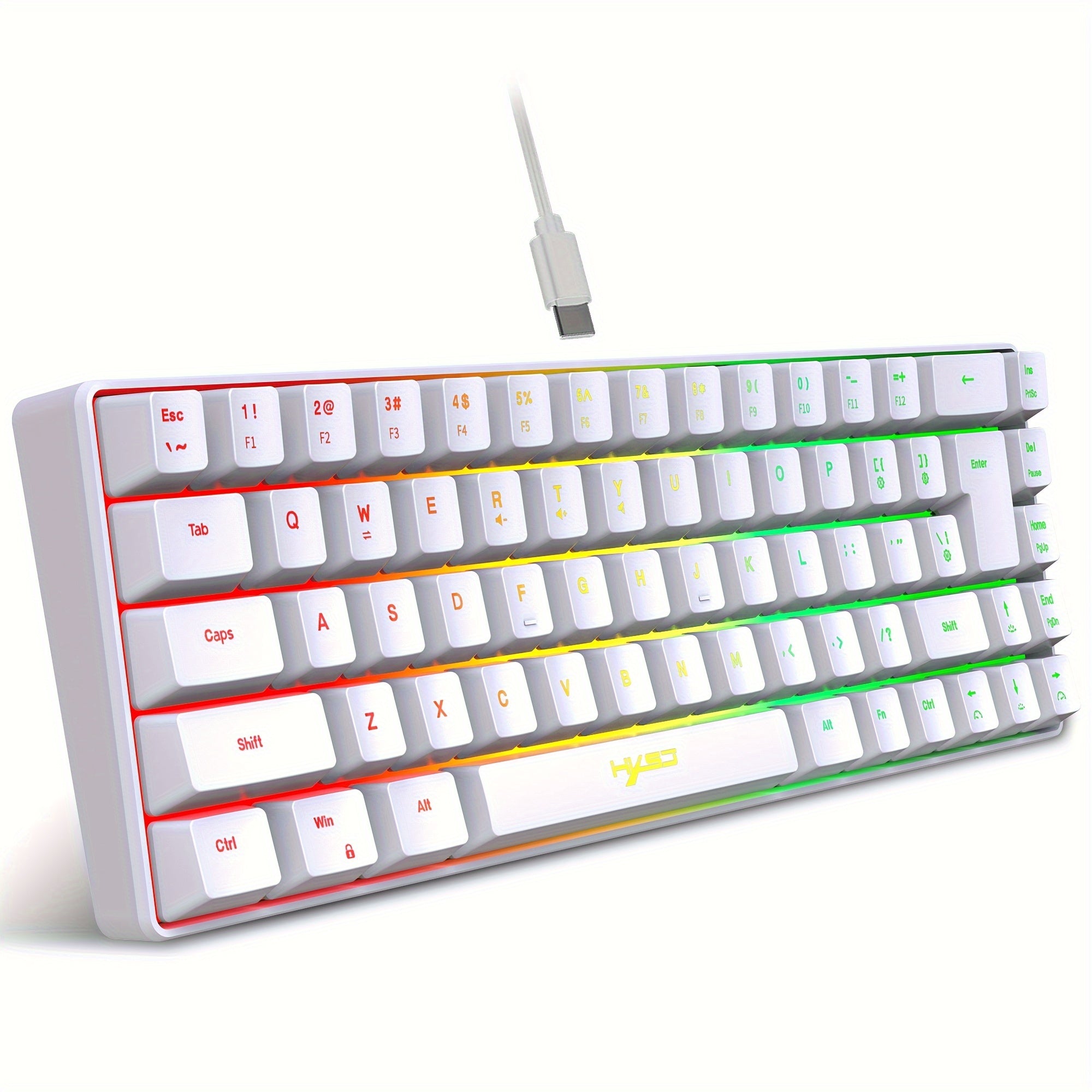 HXSJ-RGB Keyboard And Cellular Gaming Mouse, Compact 68-key Mini Wired Keyboard RGB Backlit