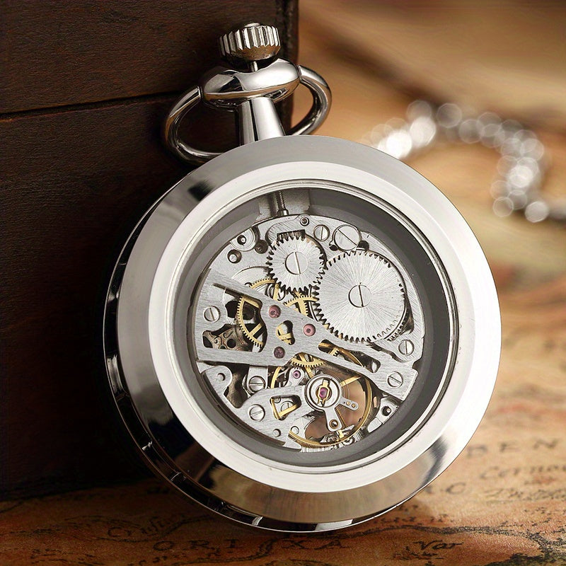 Retro Hollow Mechanical Pocket Watch, Waterproof Semi-automatic