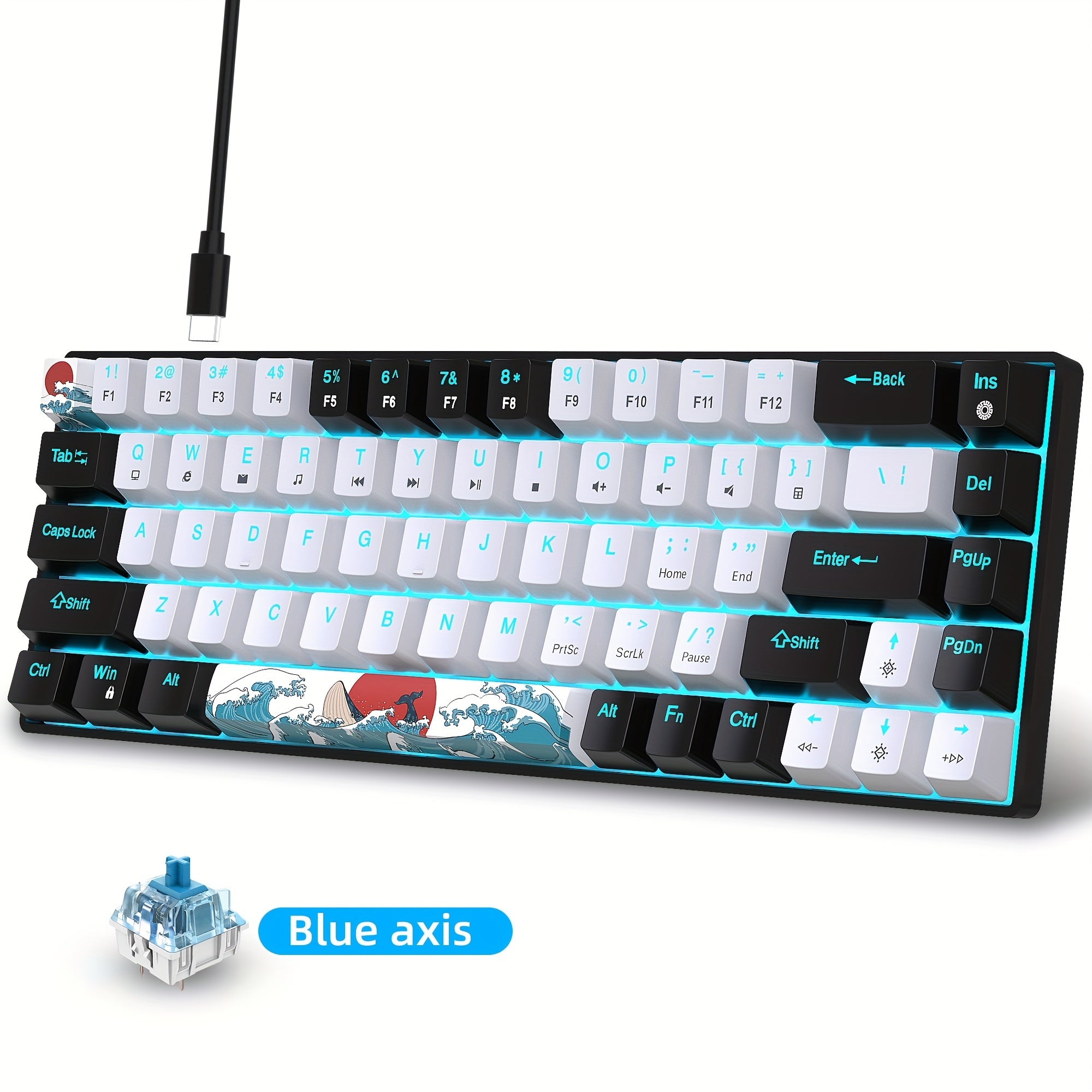 HXSJ Ergonomic Mechanical Gaming Keyboard - 68 Keys