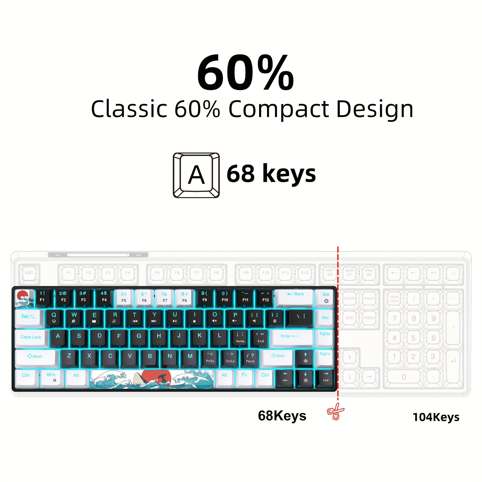 HXSJ Ergonomic Mechanical Gaming Keyboard - 68 Keys