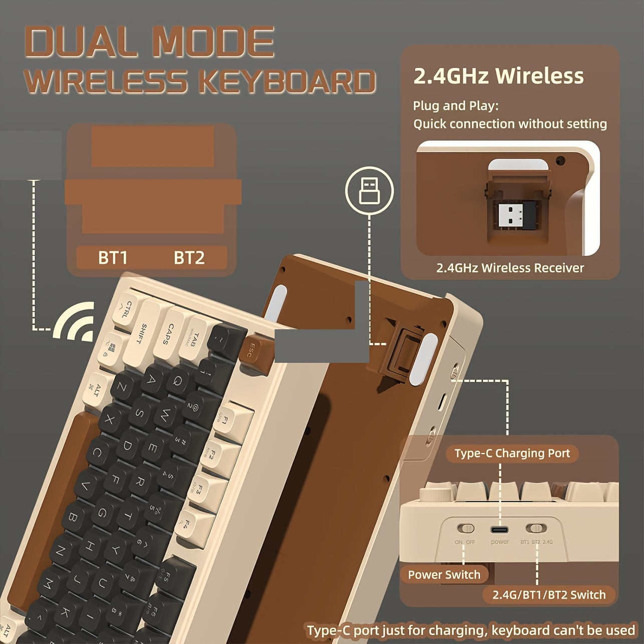 BT Wireless Keyboard Charging Silent Keyboard