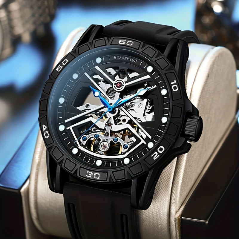 Men's Automatic Mechanical Watch, Double-sided Hollow Luminous Waterproof Watch