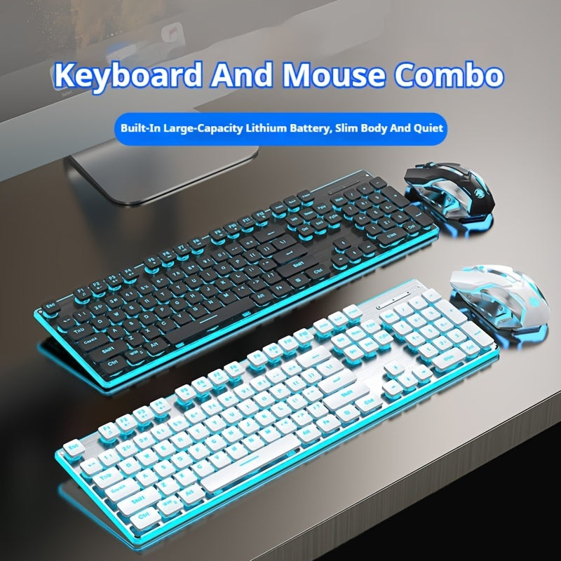 EWEADN BT & 2.4G Wireless Gaming Keyboard and Mouse Combo Rechargable