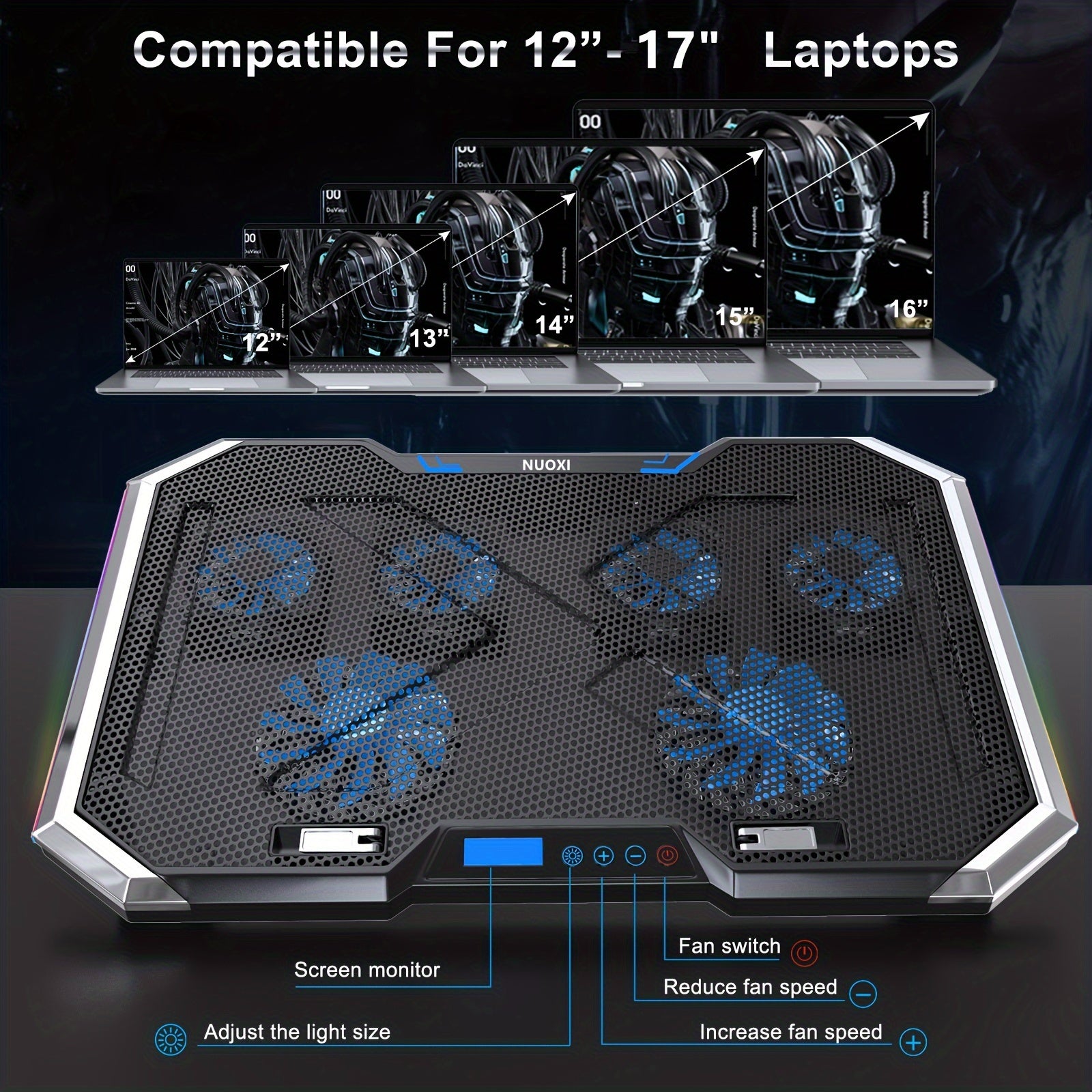 NUOXI Laptop Cooling Pad, 6 Fans