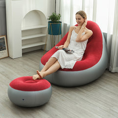 Velvet Inflatable Bean Bag Chair with Footrest