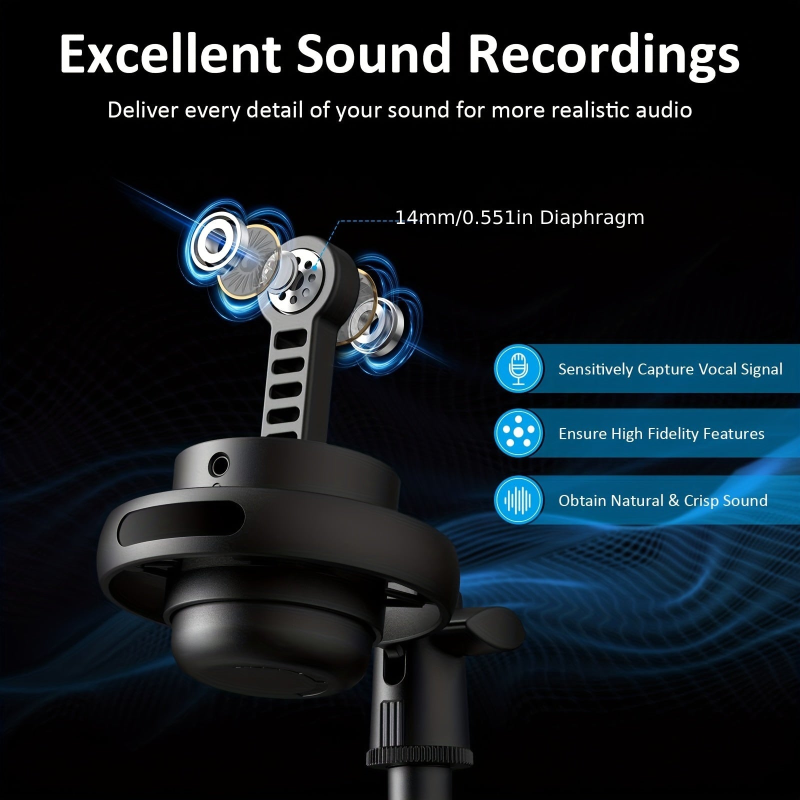 USB Microphone Studio Professional Condenser Microphone For PC