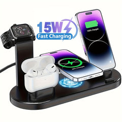 6-in-1 15W Wireless Charger for Fast Charging