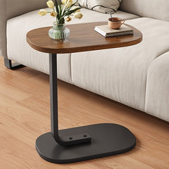 Chic C-Shaped Wooden Side Table with Adjustable Height