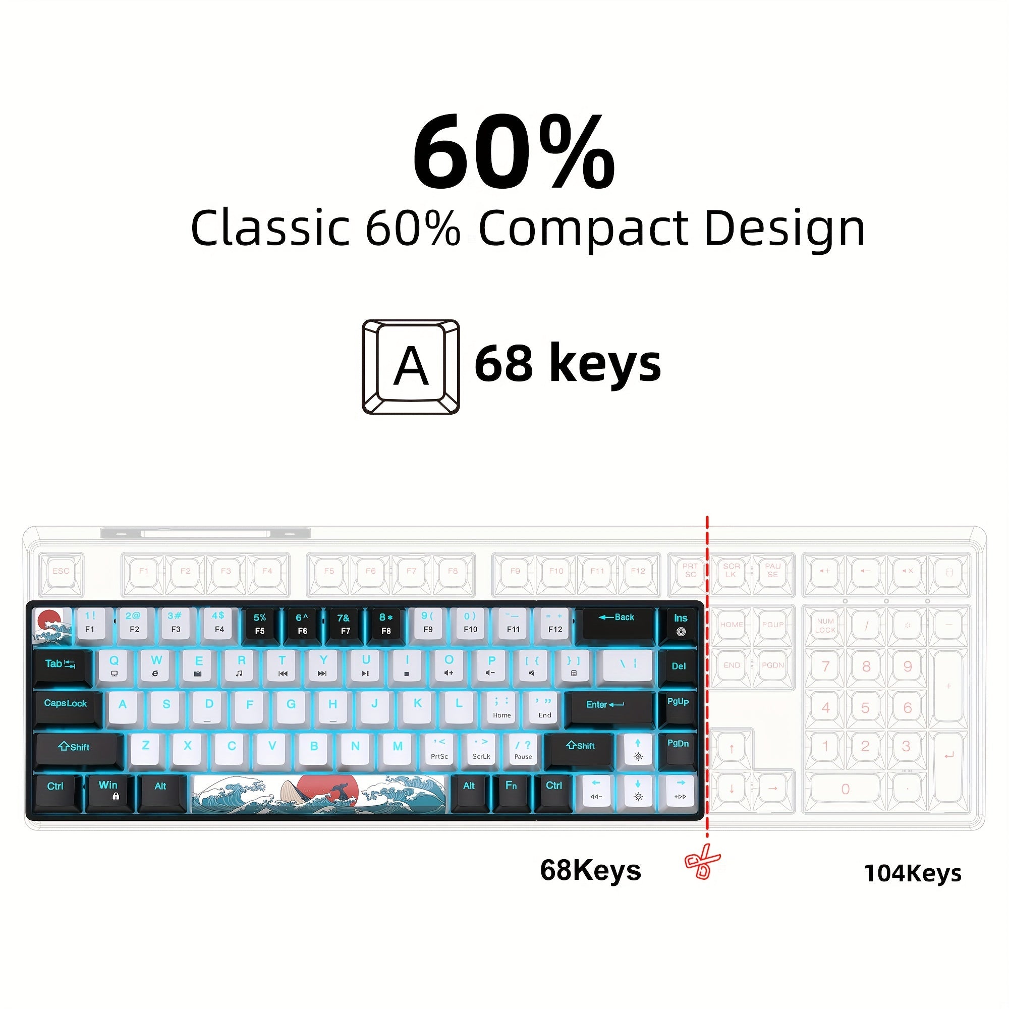 HXSJ Ergonomic Mechanical Gaming Keyboard - 68 Keys