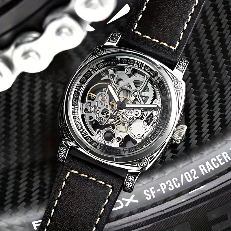 Carved Men's Hollow Mechanical Watch