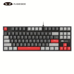 MageGee MK-STAR Mechanical Keyboard 87 Keys Assembled Keyboard Wired Backlit Desktop Keyboard, Gray Mix Blue Blue Axis