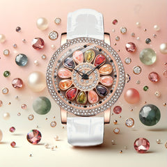 Women's Rhinestone Quartz Watch Rotating Flower Dial