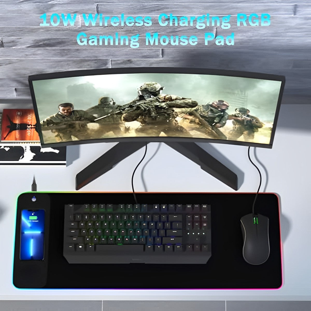 10W Fast Wireless Charging RGB Gaming Mouse Pad