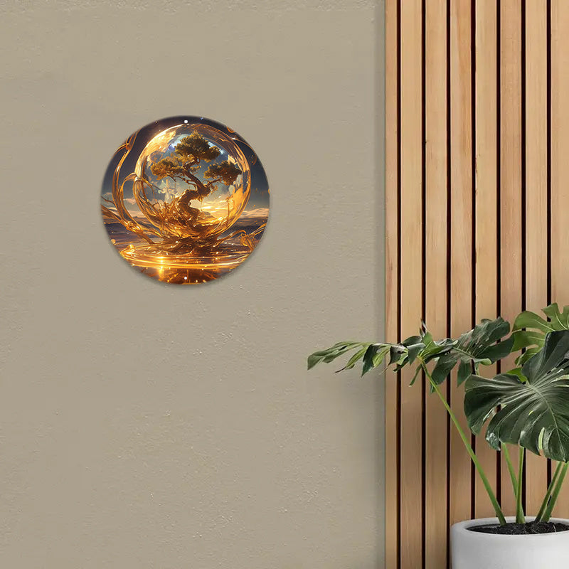 Aluminum Wall Art - Tree & Globe Design, Decor