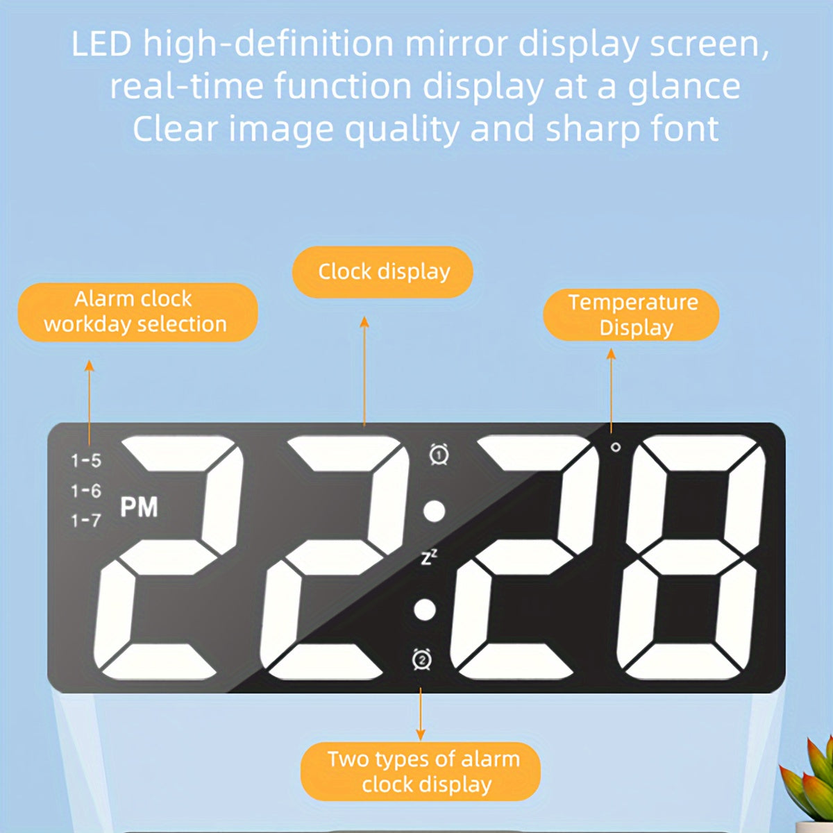 Led Digital Alarm Clock With Mirror