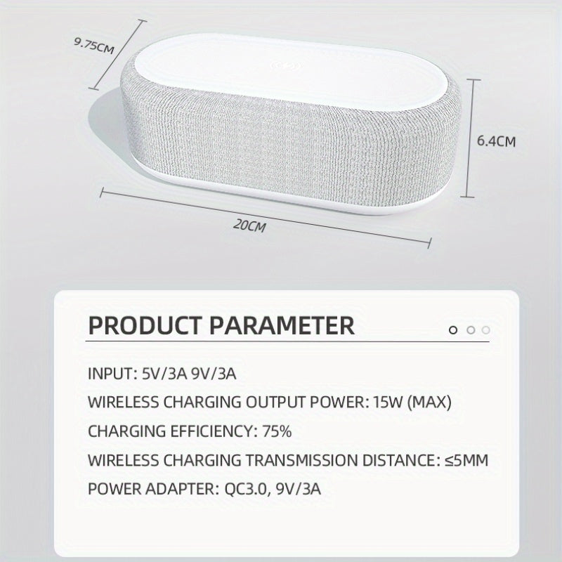 Wireless Charger With Alarm Clock, Led Indicator, Thermometer.