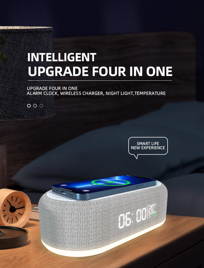 Wireless Charger With Alarm Clock, Led Indicator, Thermometer.