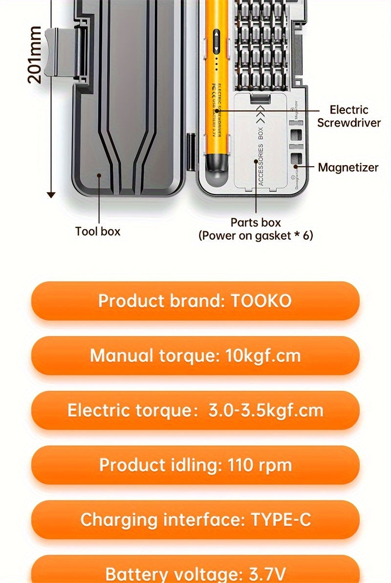 HOTU 46-in-1 Precision Electric Screwdriver Set - USB Rechargeable