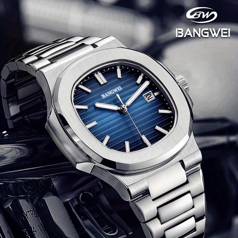 BANGWEI Stainless Steel Quartz Watch for Men