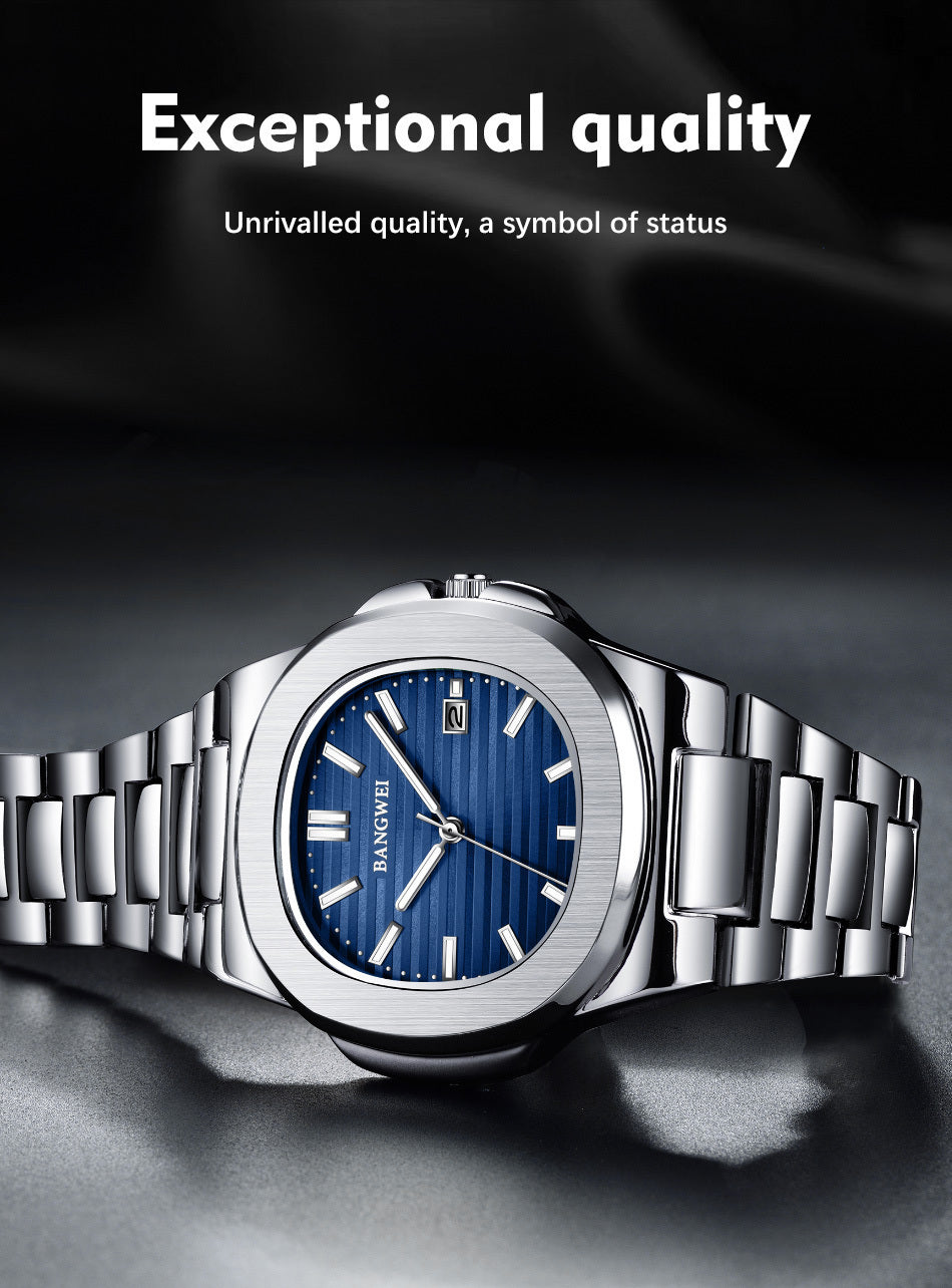 BANGWEI Stainless Steel Quartz Watch for Men