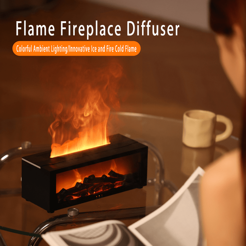 1pc, USB-Powered Simulated Flame Aroma Diffuser, Long-Lasting Bedroom Humidifier, Home Fireplace Aroma Diffuser, Office & Bathroom Lighting, Holiday & Christmas Gift, No Battery Included