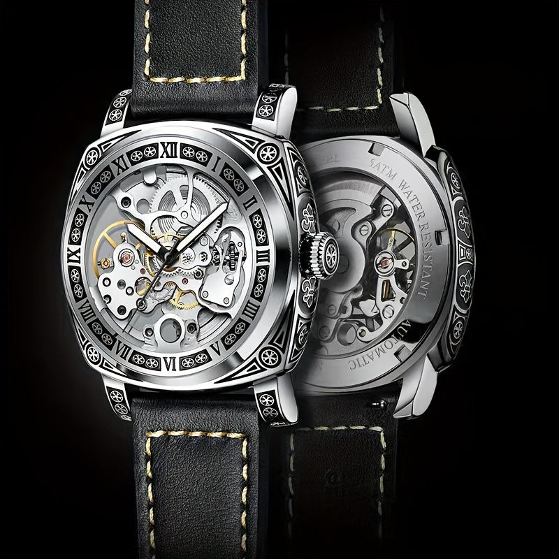 Carved Men's Hollow Mechanical Watch