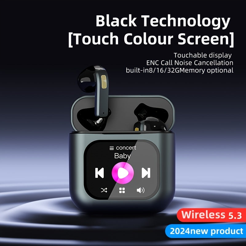 Touch Screen ENC Wireless Earbuds With Screen