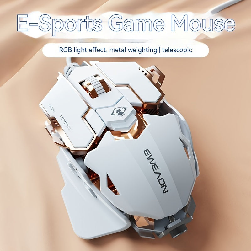 EWEADN G5 USB Wired Gaming Mouse: Silent/audible, 8 buttons, adjustable length