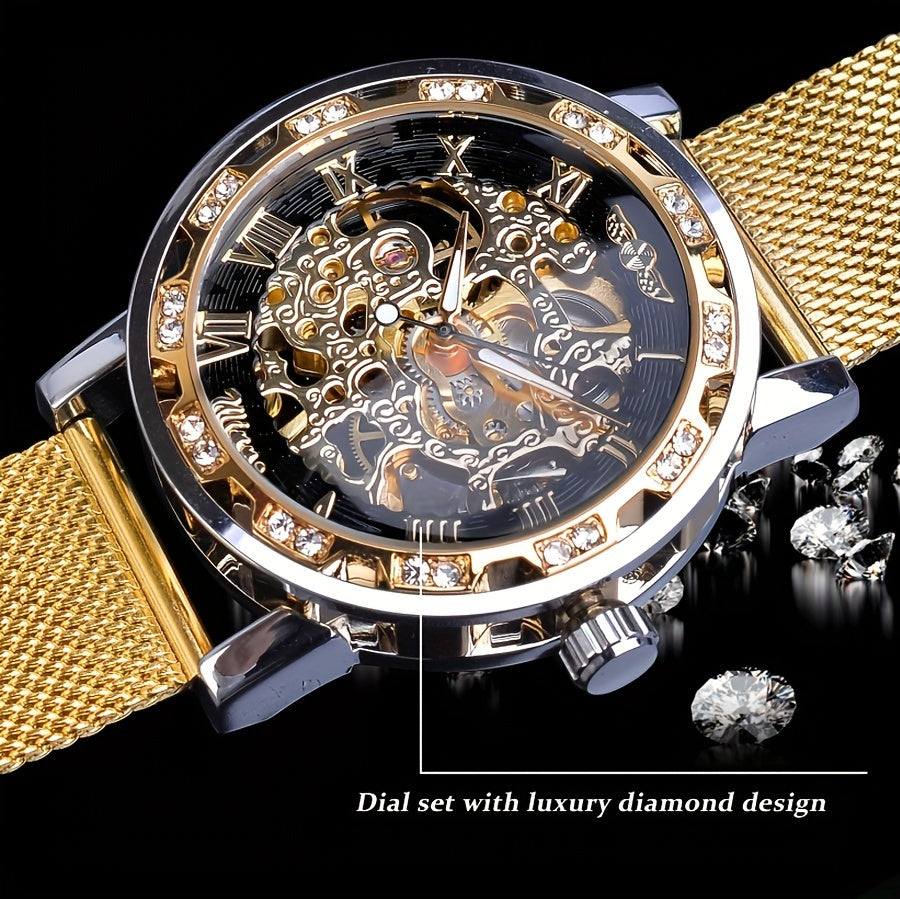 Binbond Men's Mechanical Watch, Rhinestone