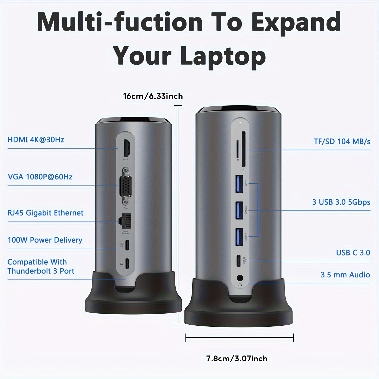 PULWTOP MacBook Pro/Air Docking Station, 12 in 1 Universal Laptop Docking Station