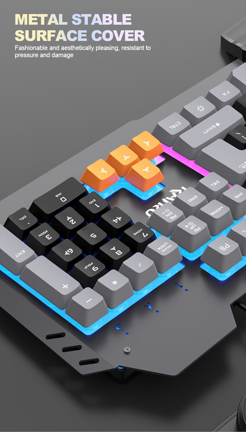 Three Colors Block Wired Keyboard Mouse Set