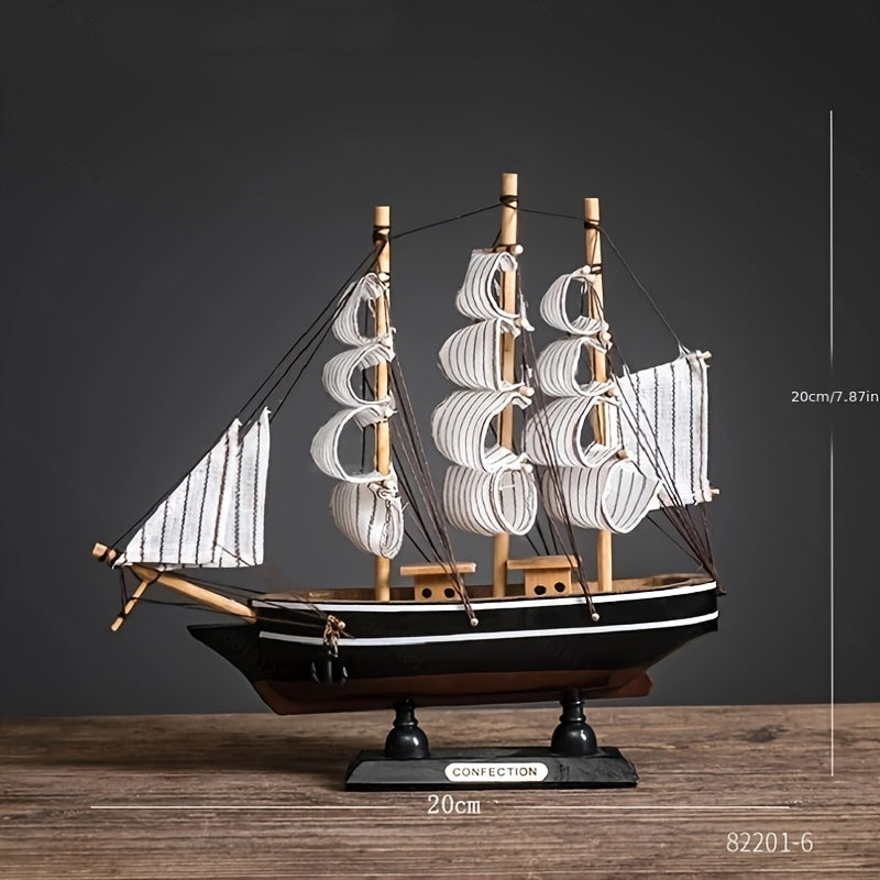 Rustic Wooden Sailboat Model Nautical Home Decor