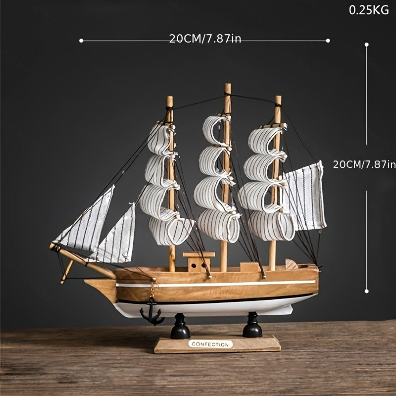 Rustic Wooden Sailboat Model Nautical Home Decor