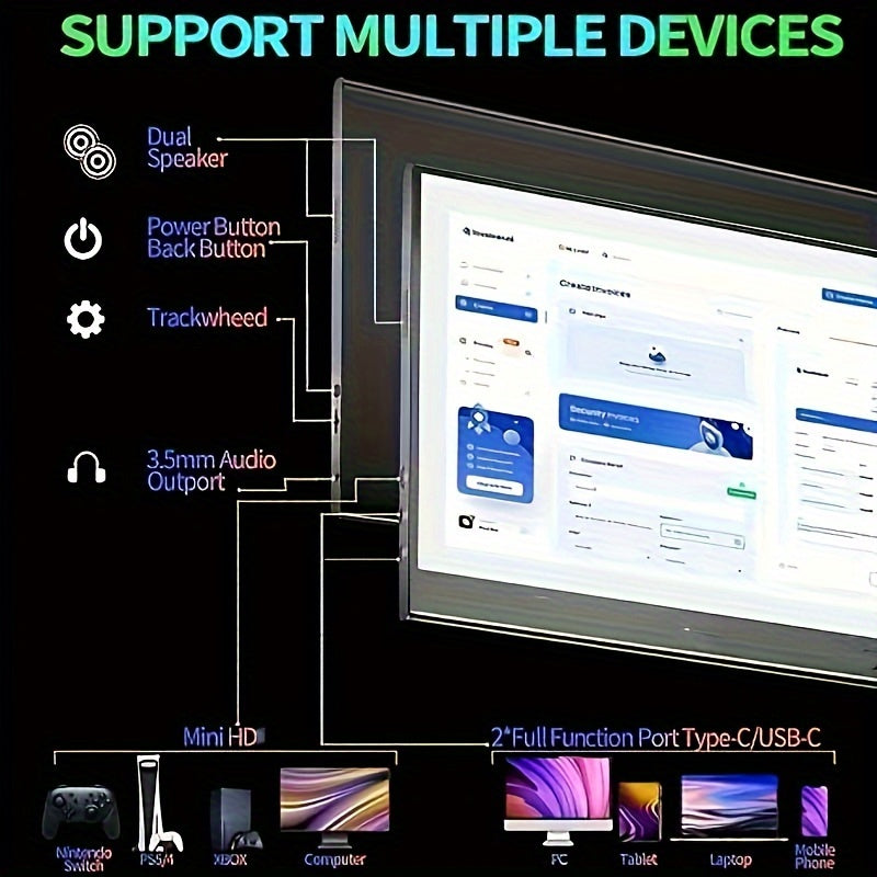 ARWOEIS 39.62 Cm Portable Monitor Ultra Thin Metal 1080P FHD IPS Monitor