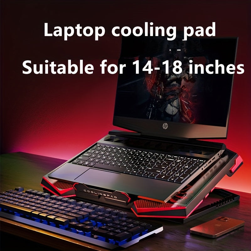 Coolcold-Laptop Cooling Pad, 5Silent Fans, 7 Height, Wind Speed, Adjustable Cooler