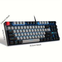 MageGee MK-STAR Mechanical Keyboard 87 Keys Assembled Keyboard Wired Backlit Desktop Keyboard, Gray Mix Blue Blue Axis