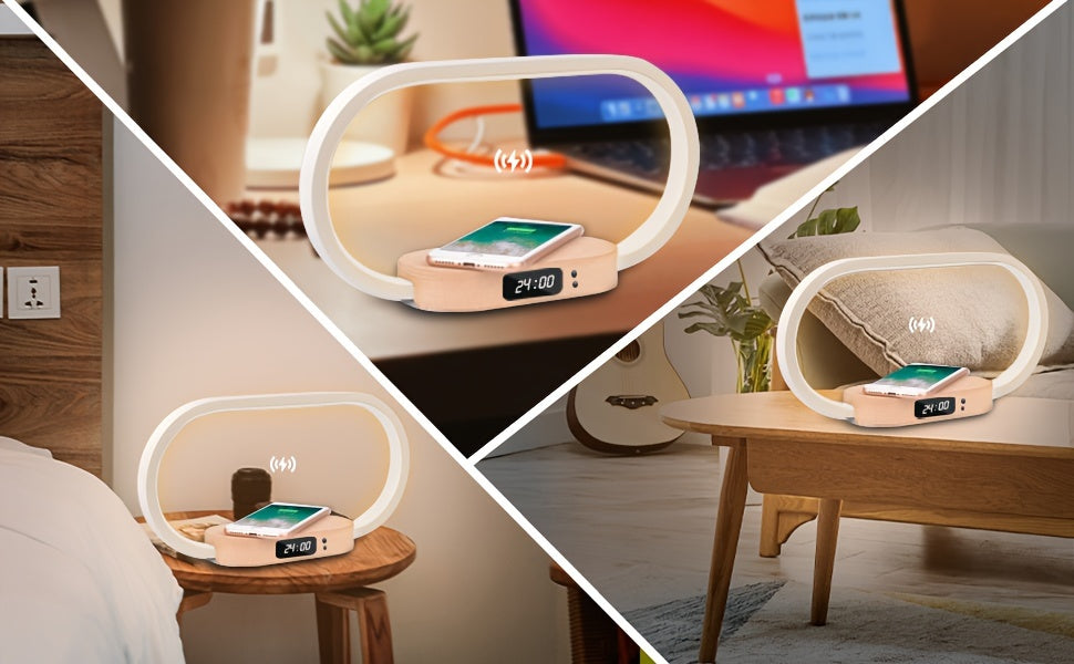 10W multifunctional wireless charging station watch, LED desk light