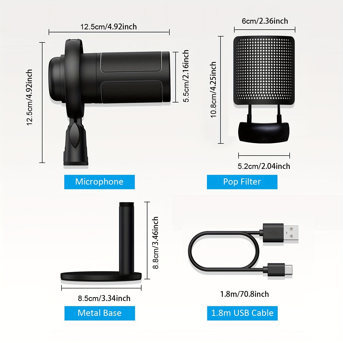 USB Microphone Studio Professional Condenser Microphone For PC