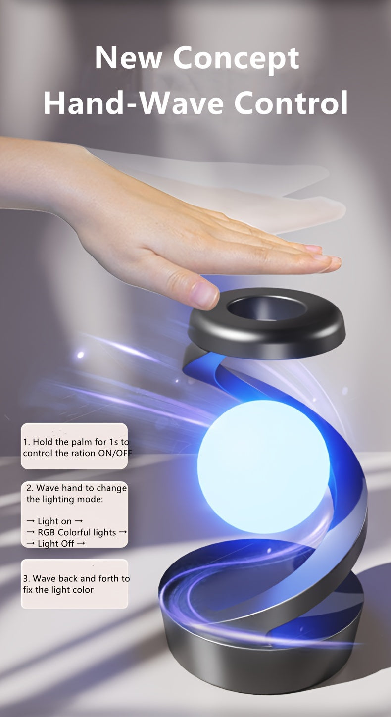 Hand-Wave Controlled LED Desk Lamp with 600mAh Battery, Floating Rotating Light