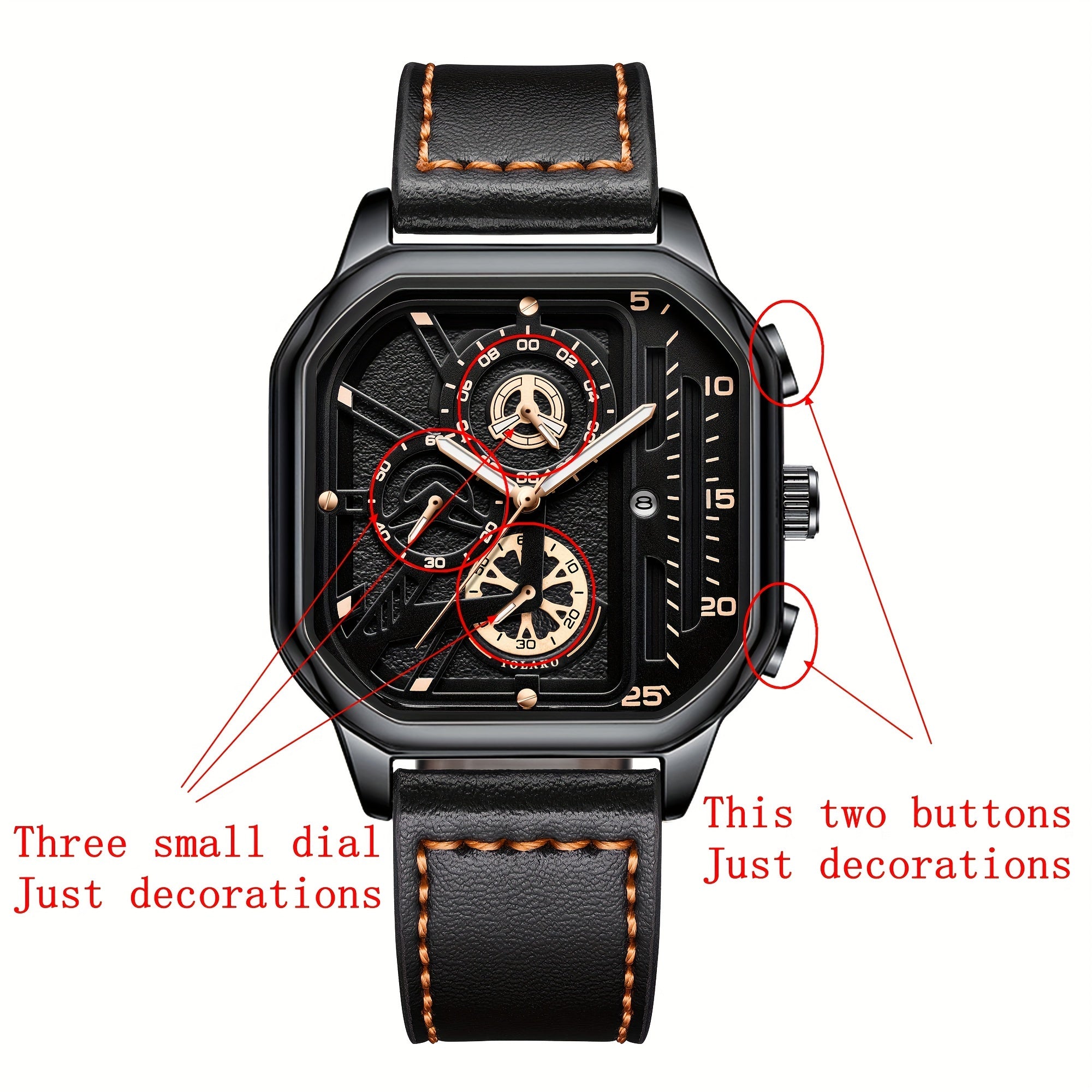 Fashion Business Men Watch Square