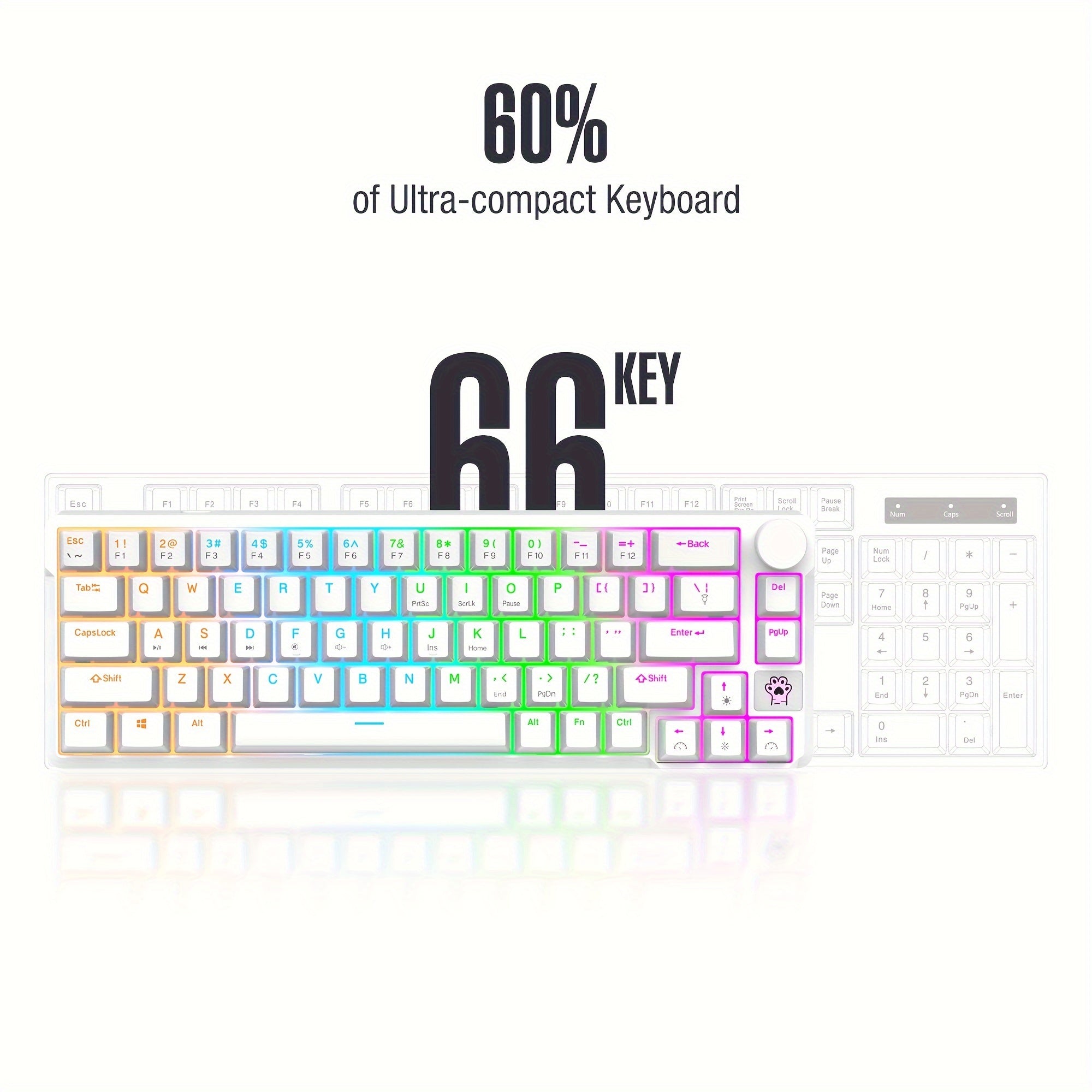 65-key USB Wired, Gaming Mini Keyboard, RGB Lighting