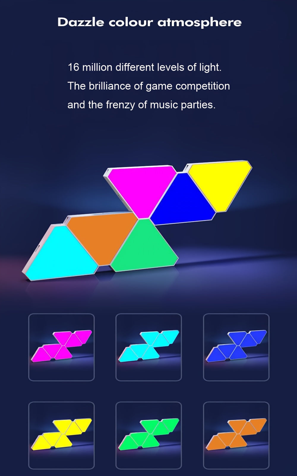 3/6/10/12pcs RGB APP LED Triangle Quantum Light