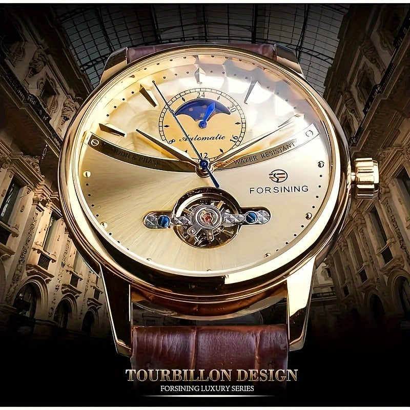 Tourbillon Design Men's Casual Watch Hollow Mechanical