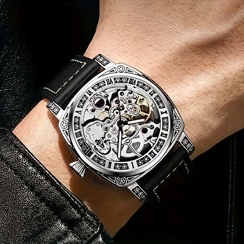 Carved Men's Hollow Mechanical Watch