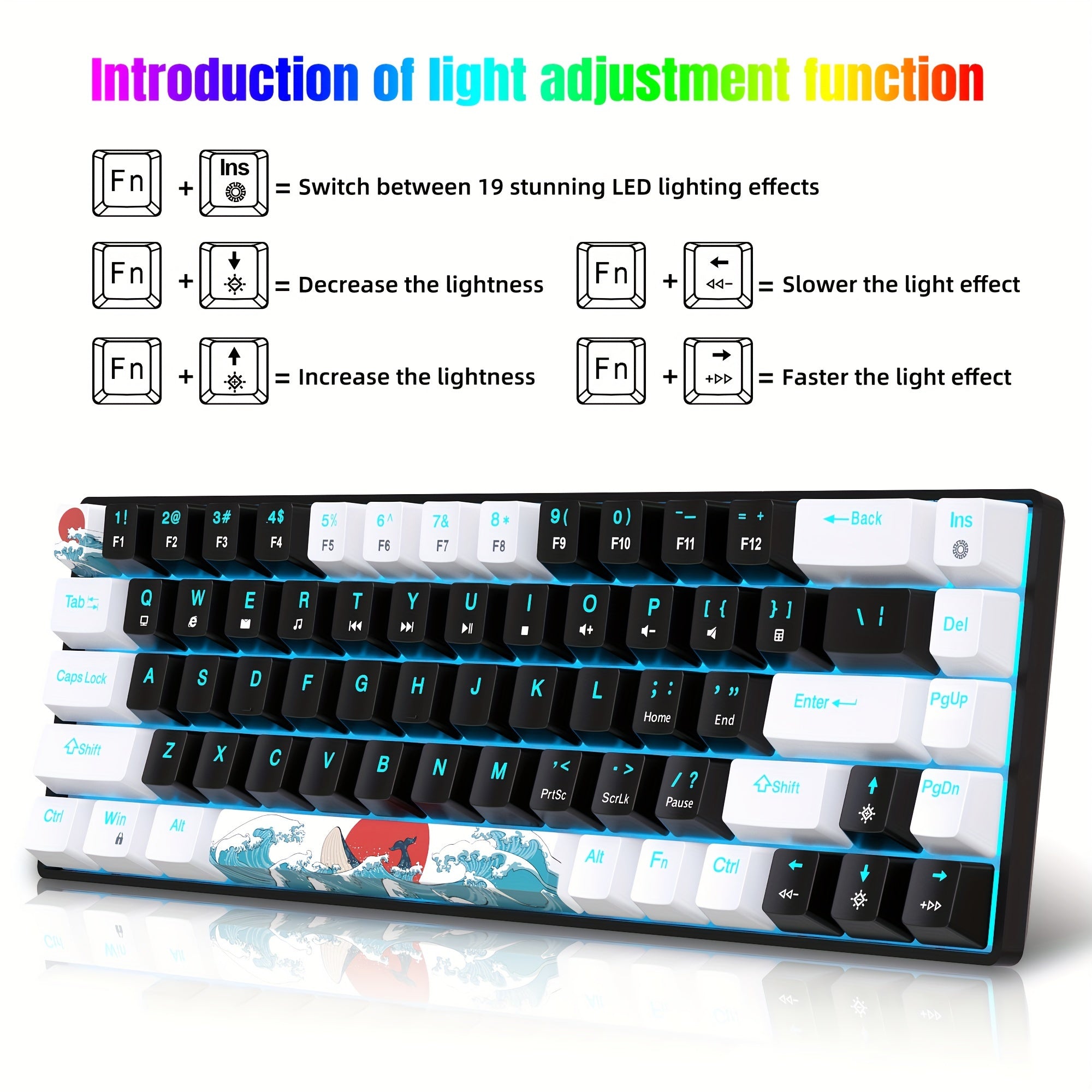 HXSJ Ergonomic Mechanical Gaming Keyboard - 68 Keys