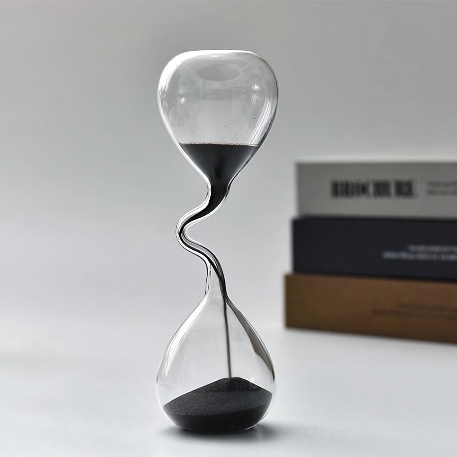 Creative Hourglass Sculpture – Black Sand Glass Hourglass Timepiece