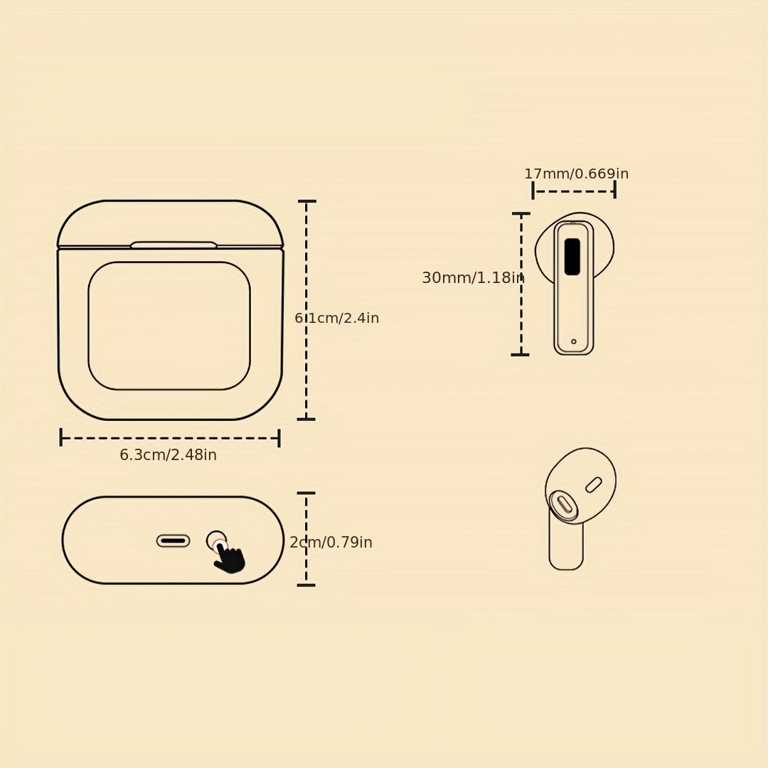 Touch Screen ENC Wireless Earbuds With Screen