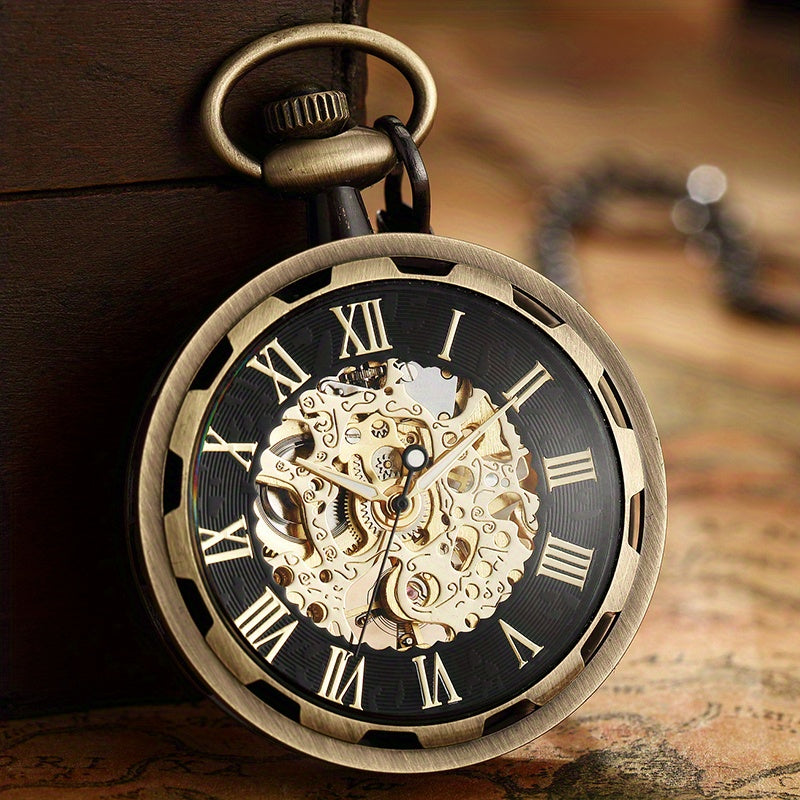 Retro Hollow Mechanical Pocket Watch, Waterproof Semi-automatic